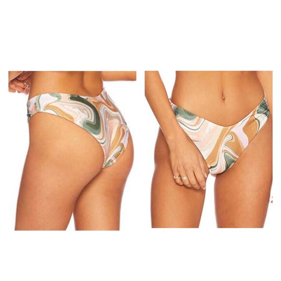 NEW Free People Beach Riot Hi Cut Cheeky Vanessa Marble Bikini Bottom Medium - Picture 1 of 11